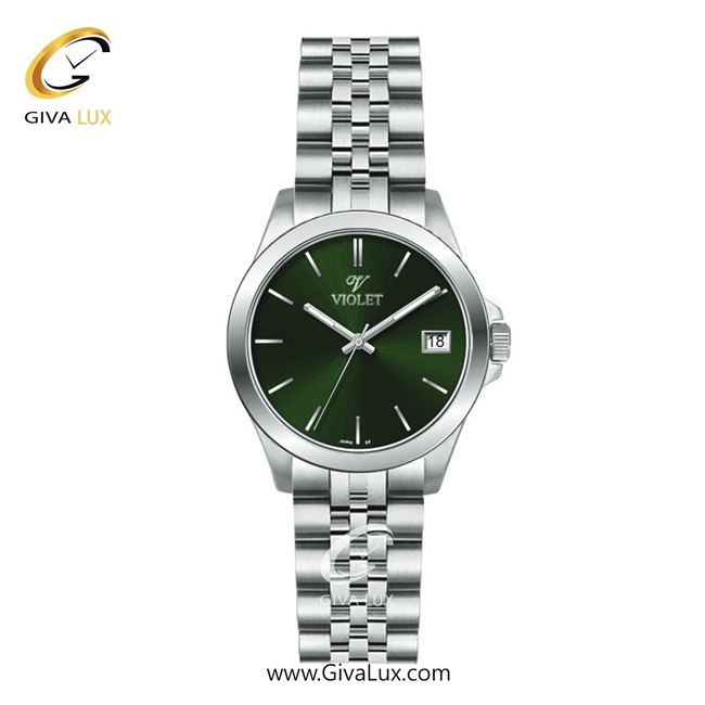 ساعت مچی اورجینال مردانه ویولت VIOLET نقره ای | نقره ای| سبز یشمی تیره| کد رفرنس 0555